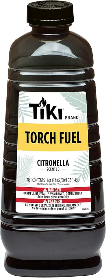 TIKI Brand Easy Pour TIKI Torch Fuel for Outdoors, Citronella Scented - 50 oz, 1216154,Black