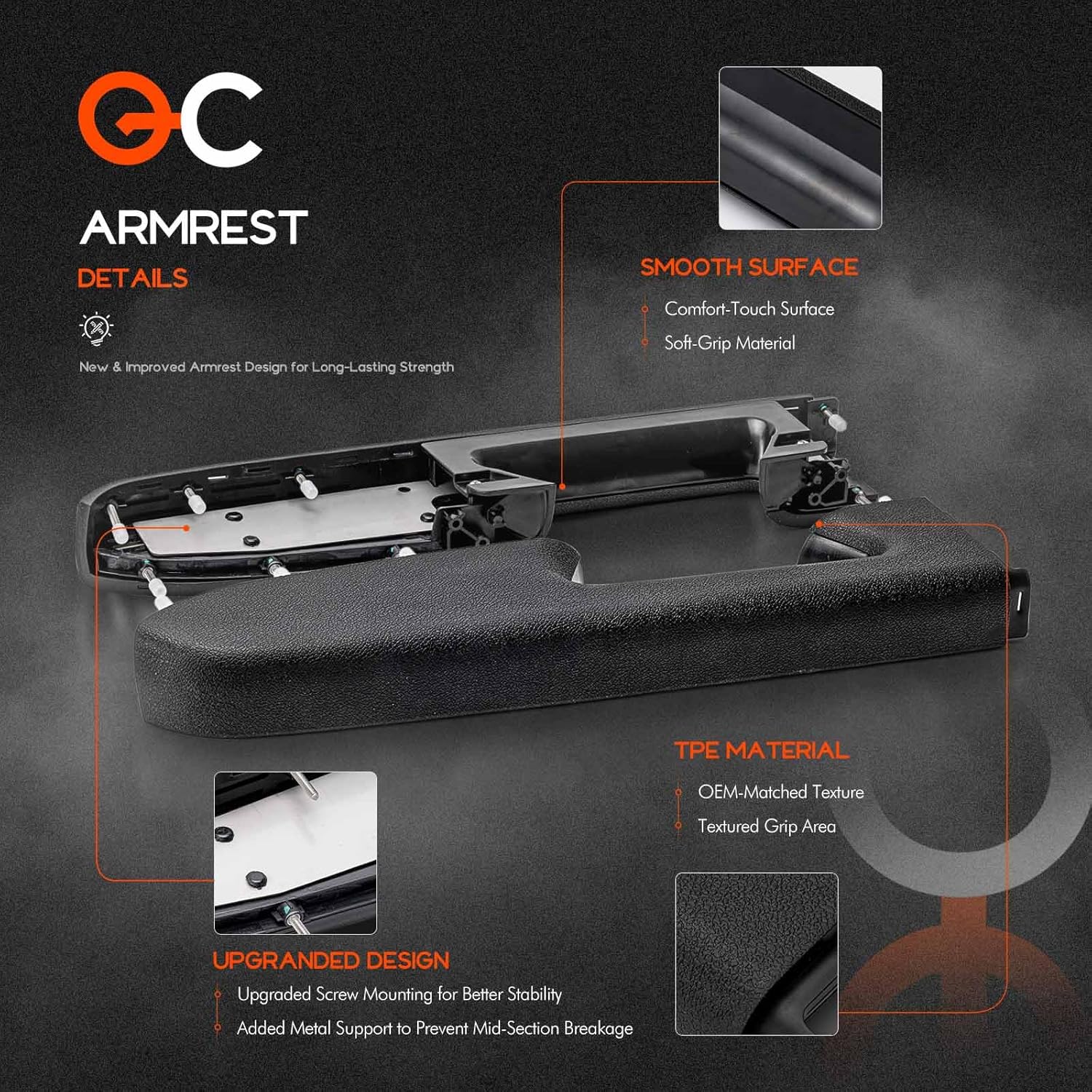 22818465 Front Left Driver Side Door Panel Armrest Repair with Door Release Handle Below Armrest (17 inch) Compatible with Chevy Silverado/GMC Sierra 1500 2500HD 3500HD 2010-2014, Black