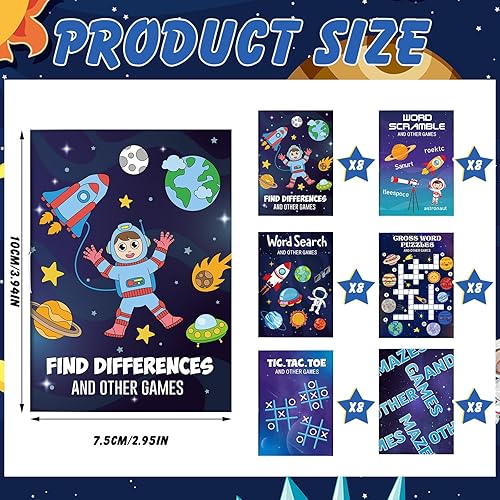 Miniatura 2 de Hungdao 48 mini libros de actividades del espacio exterior, mini diversión y juegos de astronauta, actividades desafiantes incluyen laberintos,