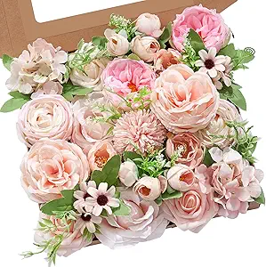 Serwalin Artificial Flowers Pink Flowers Fake Silk Flowers Wedding Cake Flowers for Wedding Bouquets Table Centerpieces Spring Decor Party Baby Shower Decoration