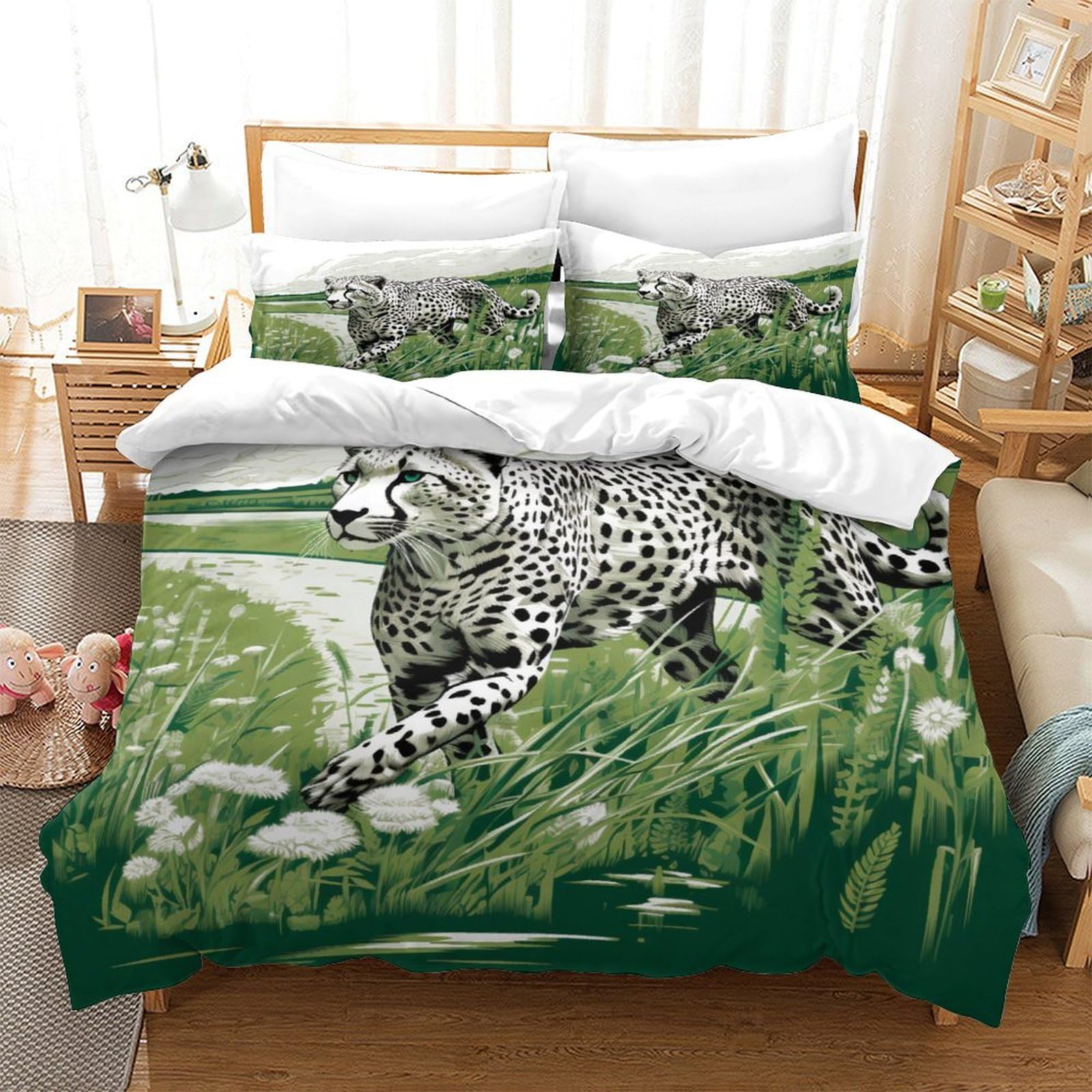 P1S9U7W5Y 3D Printed Wildlife Leopard Duvet Cover Set 3pcs Microfiber Animal Bedding Set Double