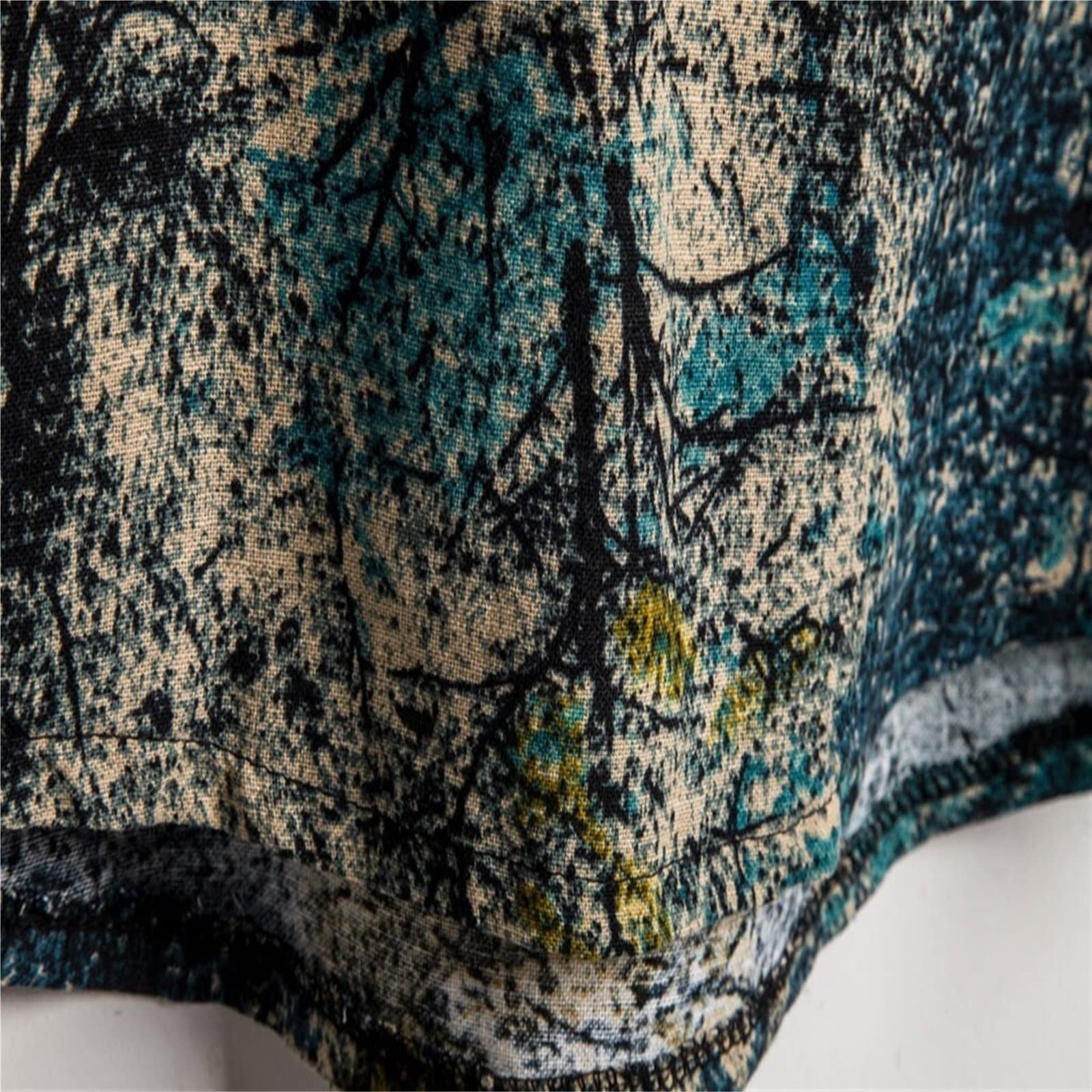 Męska koszula męska letnia koszulka z nadrukiem lnianym guzikiem bawełniana koszulka plażowa z krótkim rękawem Streetwear