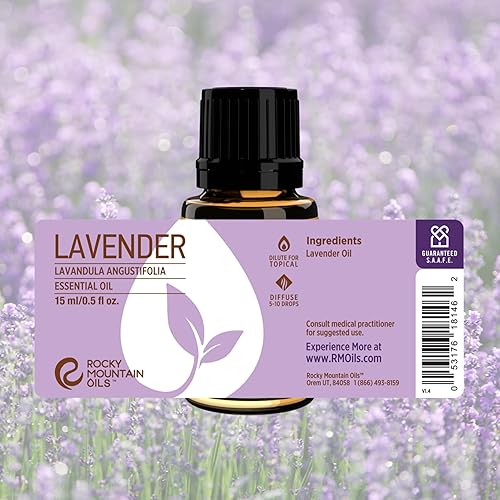 Rocky Mountain Oils Aceite esencial de lavanda, aceite difusor, aceites esenciales puros para difusor y aromaterapia, perfecto para hotel, spa,