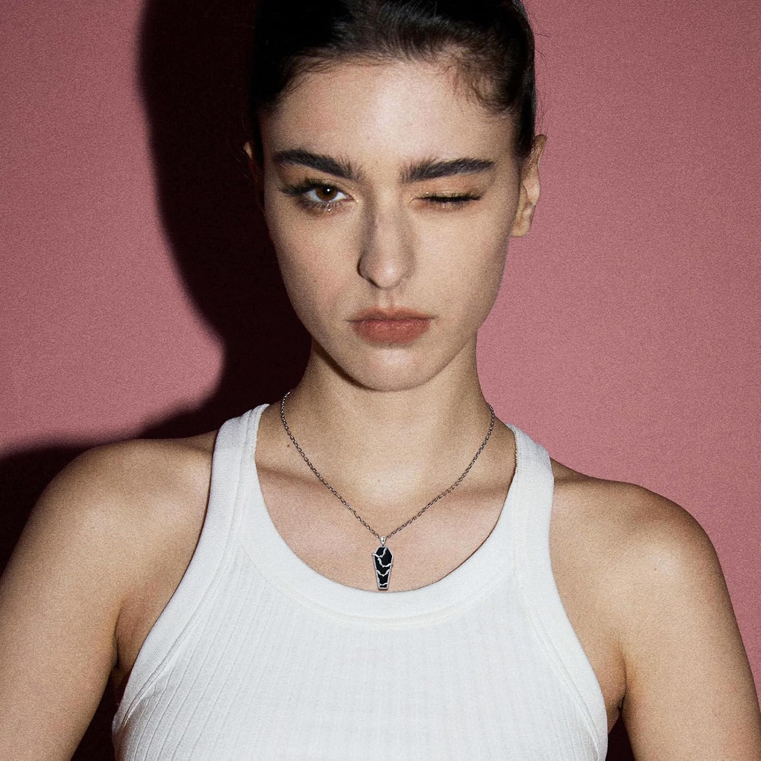 Gothic Bat/Black Cat/Skeleton/Snake/Raven Necklace for Women 925 Sterling Silver Black Onyx Tree of Life Pendant Necklace Goth Jewelry Halloween Christmas Birthday Gifts - Image 4