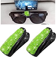 Vista 9 de 2 piezas de soporte para lentes de sol con pedrería para visera de coche, soporte para lentes de sol con strass con clip para tarjetas de entradas