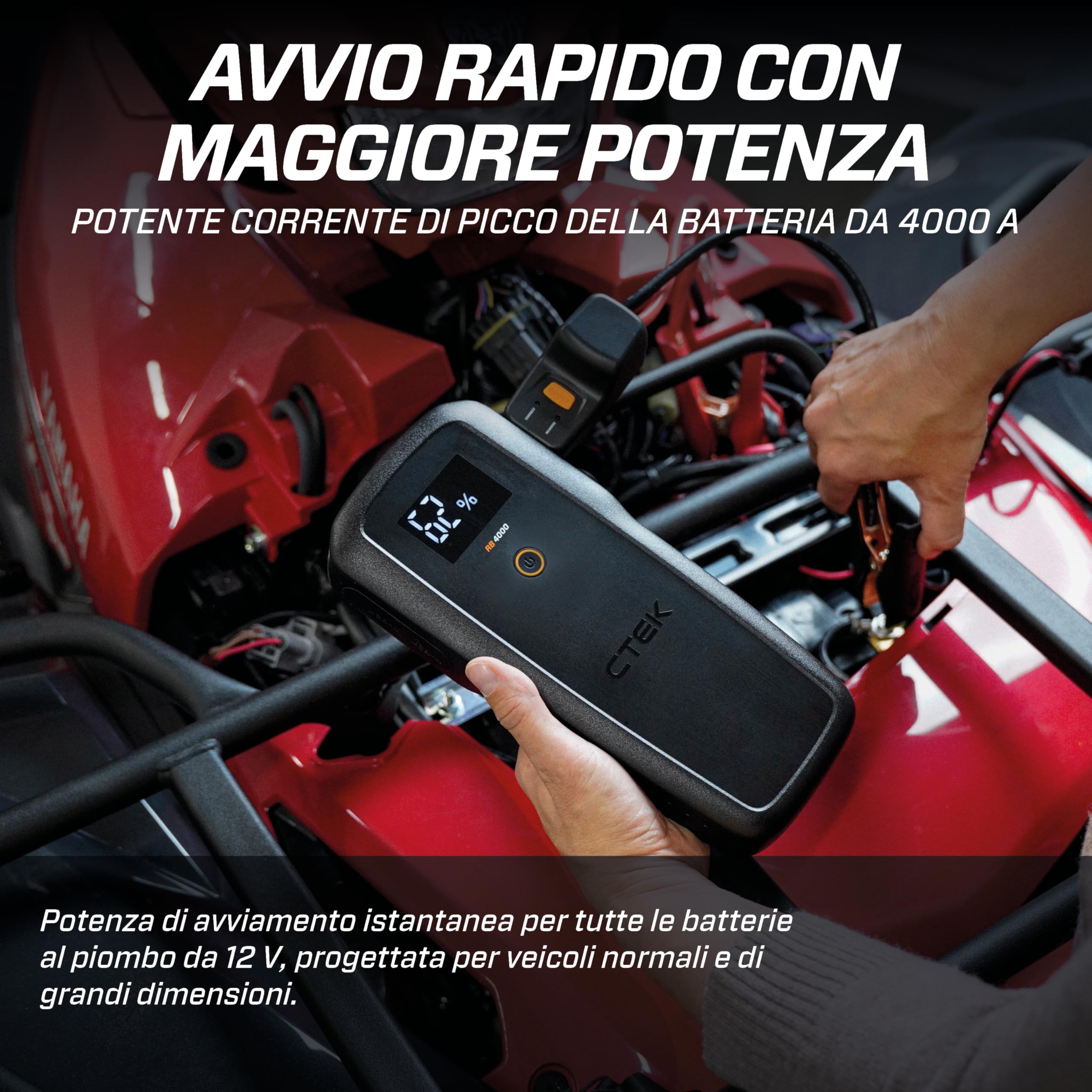 CTEK RB 4000 Avviatore Portatile – Corrente di Picco Batteria 4000A, Booster per Batterie 12V in Veicoli Diesel e Benzina
