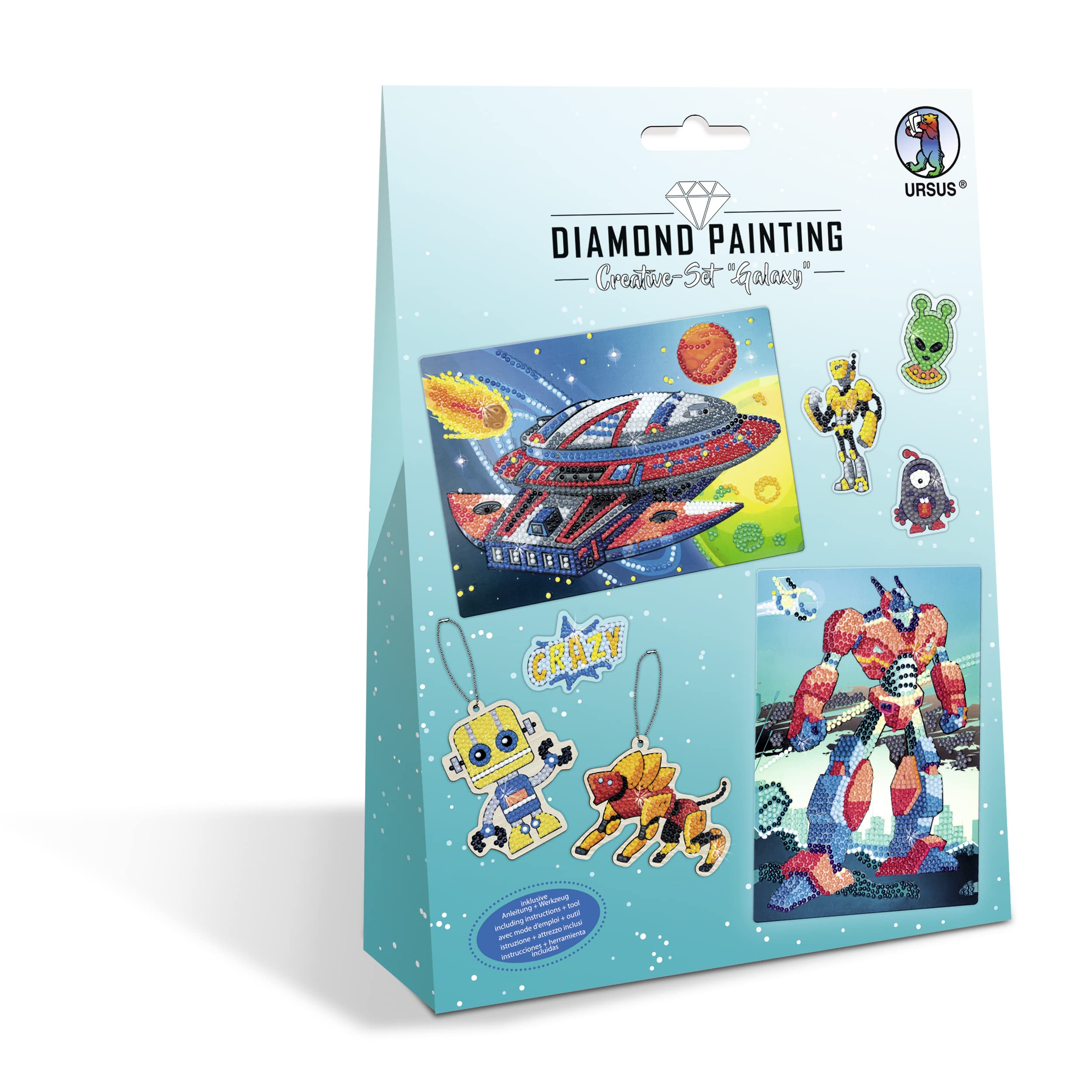 Ursus 43510004 Diamond Painting Creative Set Galaxy, Craft Set for Children for Creative Design of Pictures, Pendants and Stickers with Diamonds
