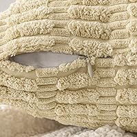 Vista 7 de MIULEE - Juego de 2 fundas decorativas de pana suave p/cojín euro; diseño a rayas estilo bohemio, moderno, rural; decoración para el hogar, sala