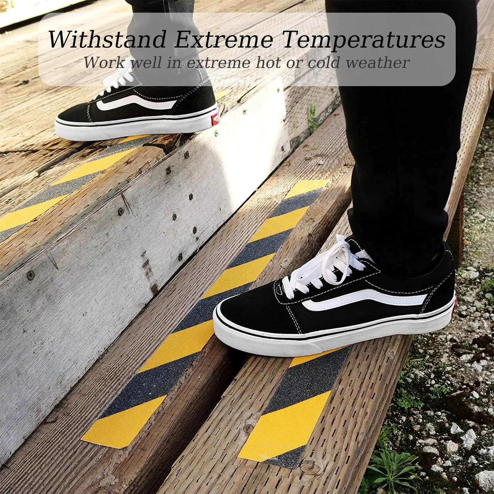 Cinta de seguridad antideslizante, Paquete de 2 cintas antideslizantes for escaleras, cinta de agarre antideslizante de seguridad impermeable for exteriores/interiores(Black+Yellow,2Pack 4"x33')
