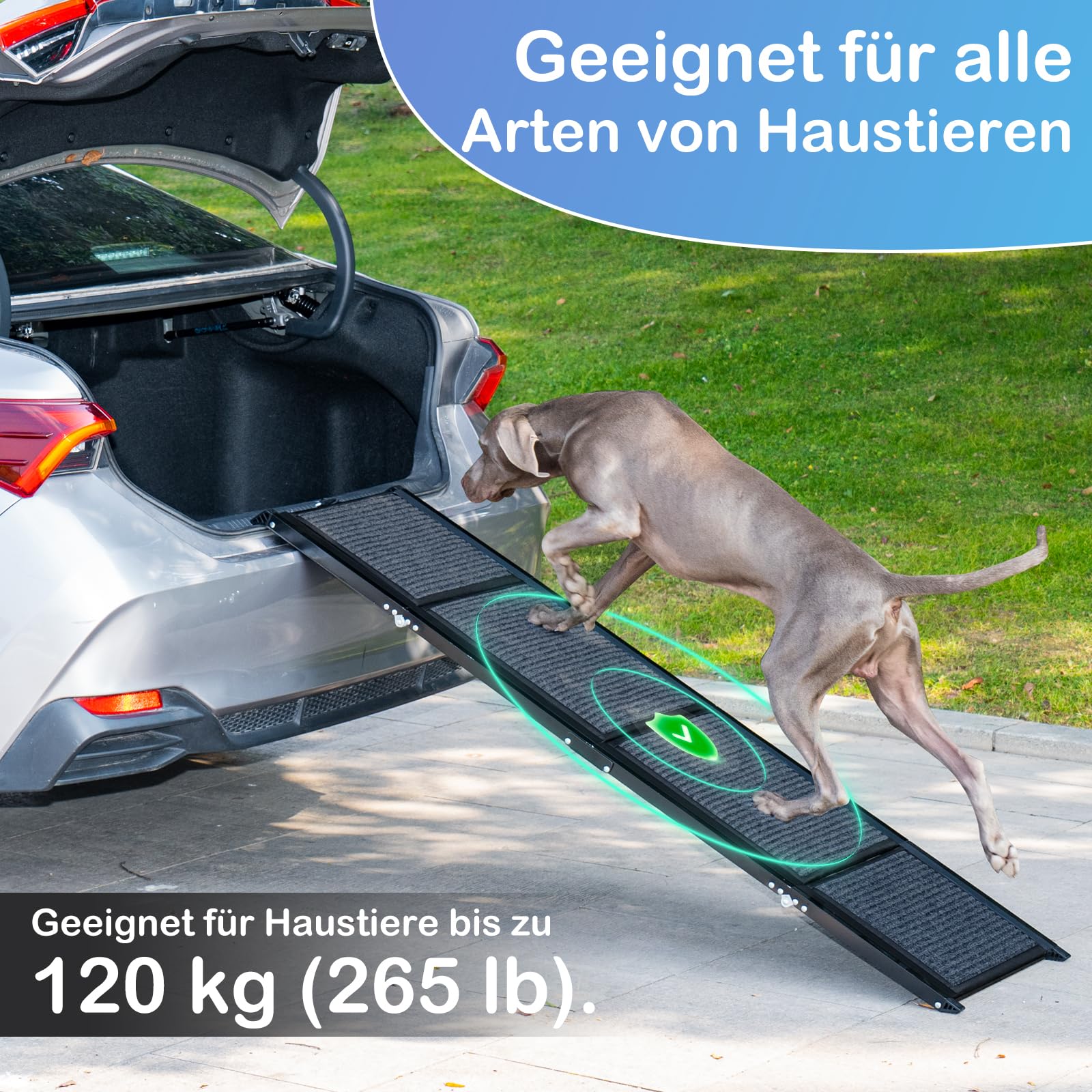 Uross Escalera para perros para coche 160 cm - Escalera plegable para perros para coche y SUV, escalera para perros de aluminio para perros grandes, escalera extensible para perros para camiones, cama