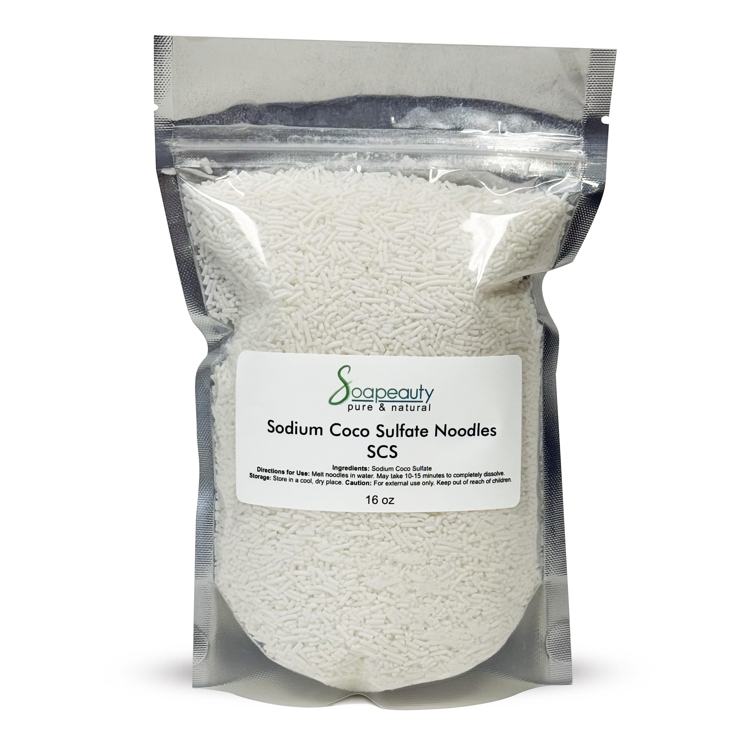 Soapeauty Coconut Oil SCS Noodles Surfactant for Skin Care Products - Sodium Coco Sulfate Noodles for Shampoo Conditioner Set, Soap Making Supplies, Body Lotion - 16 OZ