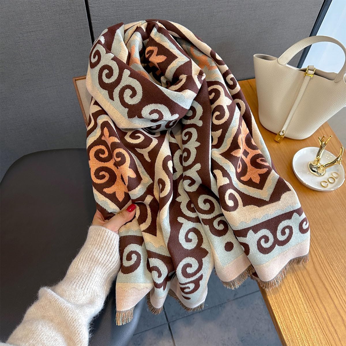 FairyCity Pashmina shawl wraps for women Winter Warm blanket Scarf Soft Cashmere Long Large Scarves - Image 3
