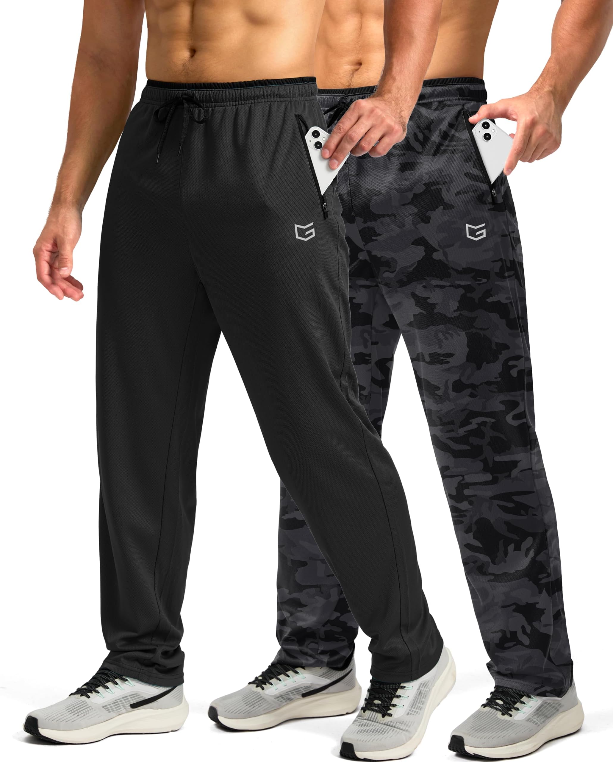 G Gradual Men's Sweatpants Mesh Lightweight with Zip Pockets Breathable Quick Dry Athletic Pants for Workout Running