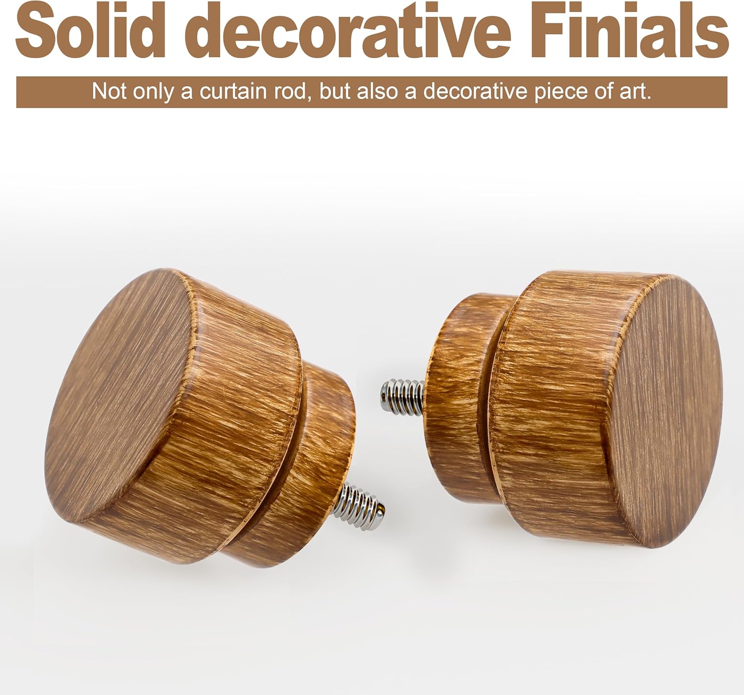 2 Pack Wood Curtain Rods for Windows 66 to 120 Inches 1 Diameter Boho Decorative Heavy Duty Window Curtain Rod Set Adjustable with Handmade Wood Grain Design for Living Room Bedroom Kitchen