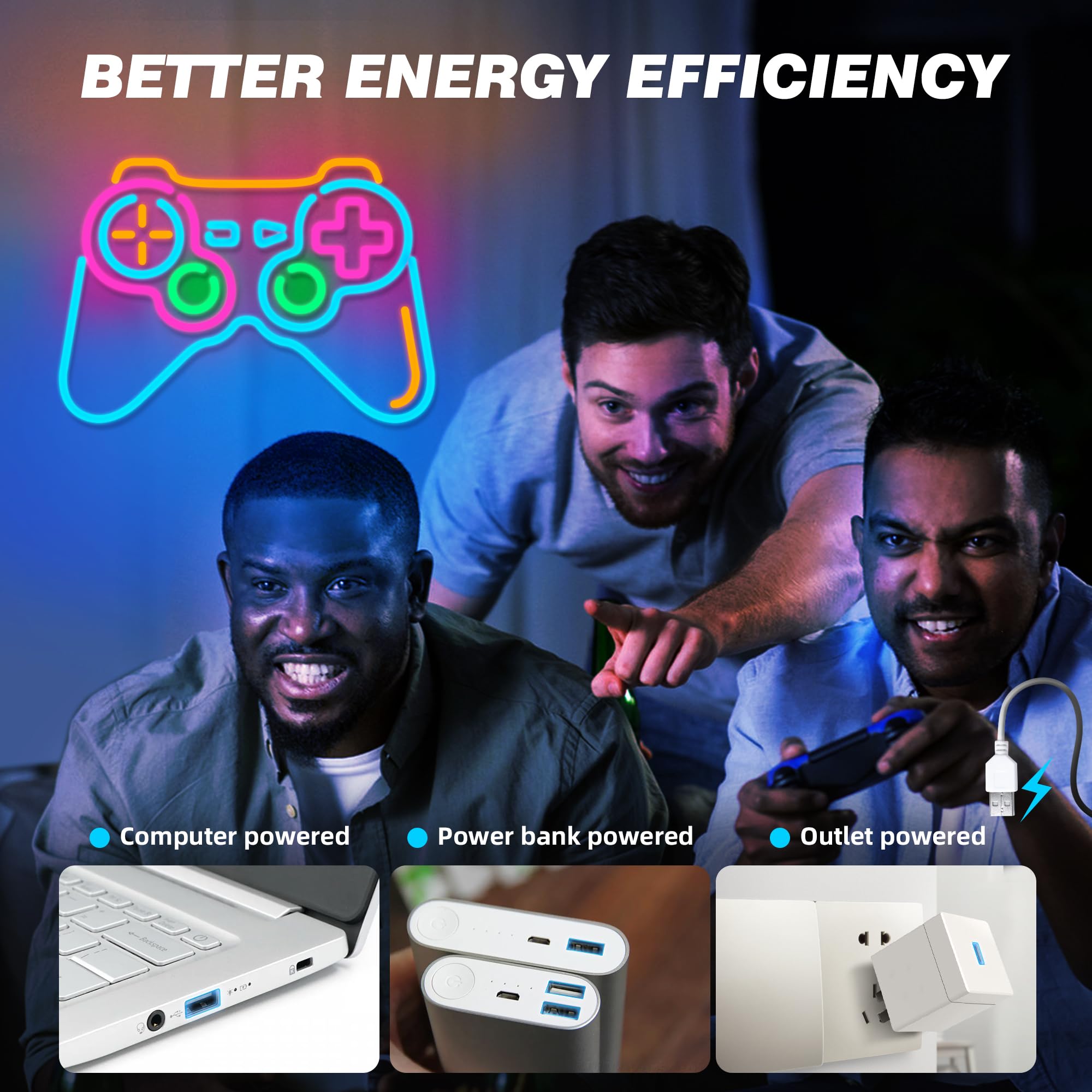 Eufrozy Insegna Luminosa LED Dimmerabile, Insegna al Neon gaming Luci Gaming Neon, Alimentata Tramite USB, Gaming Accessori Neon da Parete per Stanza Gaming, Regalo per Ragazzi Giocatori