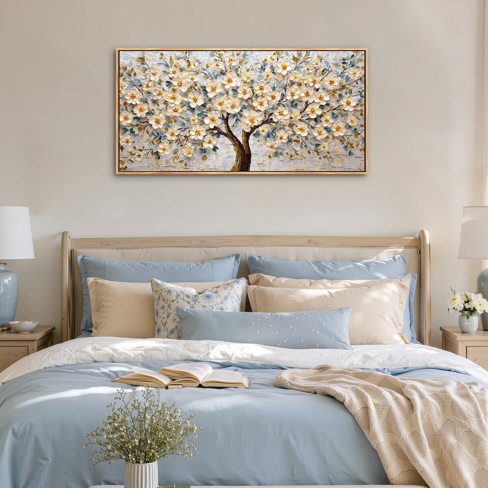 SERIMINO Tableau Decoration Murale Arbre de Vie Fleur Cadre 60x120 cm