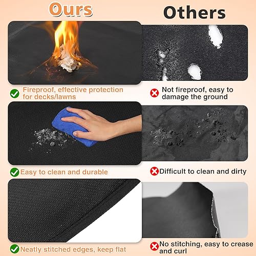 Miniatura 6 de Tapete para hoguera de 59 pulgadas para estufa individual Yukon, tapete ignífugo de 3 capas redondo debajo de la parrilla, almohadilla impermeable
