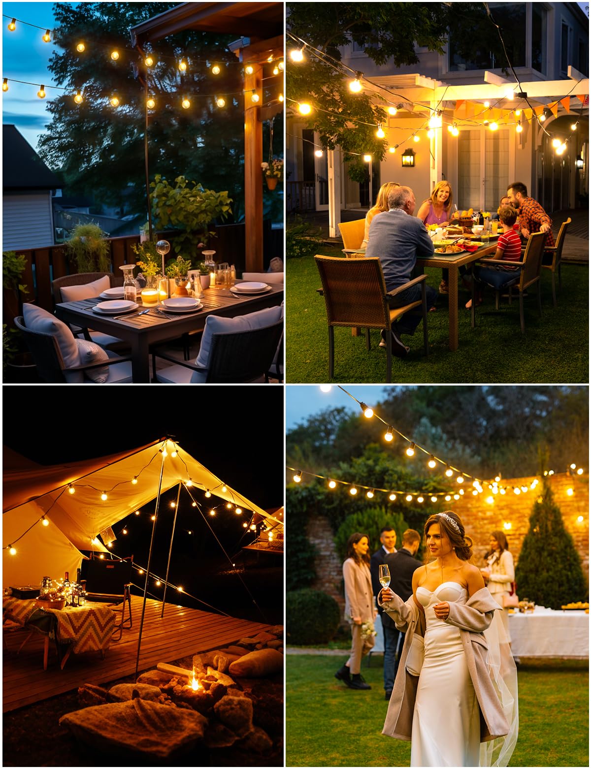 FIFlying Catena Luminosa Esterno Solare 17M Luci Solari da Giardino con 24+1 Lampadine LED G40 Impermeabile Luci Gazebo da Esterno Solari per Giardino Patio Balcone Matrimonio Feste