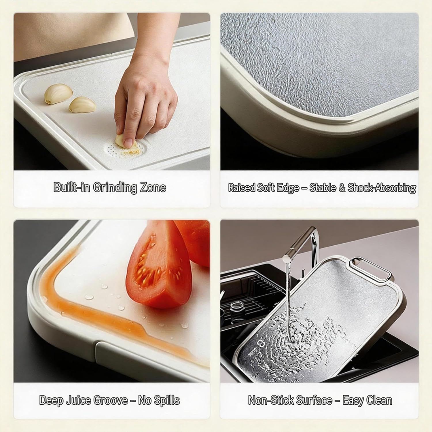 Double Sided Cutting Board – 100% Pure Titanium & Food-Safe PP Surface (17.5"x11.9"x1") – 2-in-1 Chopping Board for Raw Meat and Veggies, with Anti-Slip Feet, Juice Groove, Easy to Clean,Large Size