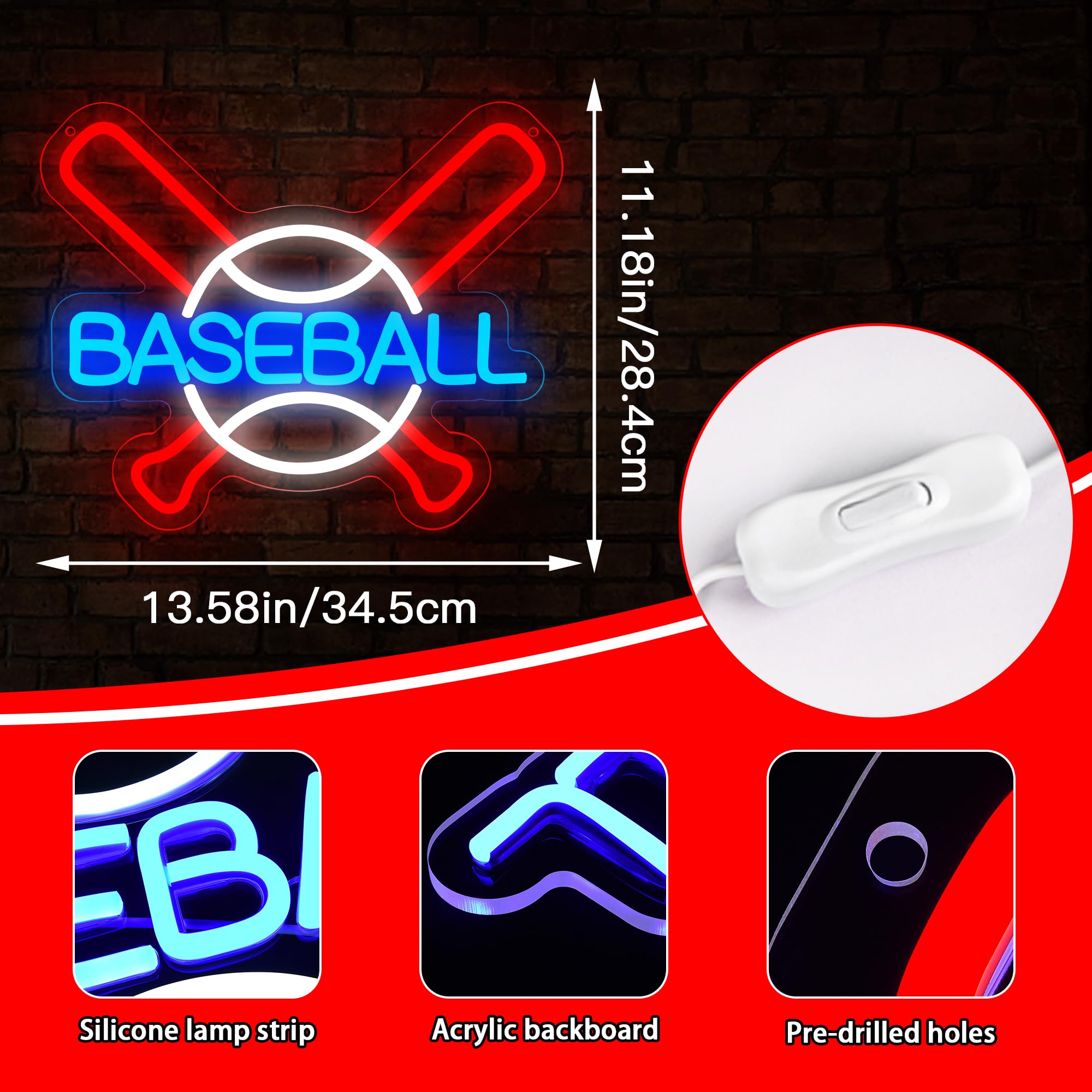 ZKXD311 - Insegna al neon da parete, decorazione da parete, luce al neon per uomo, grotta, sport, insegna luminosa a LED, per club, garage, bar, feste, dormitorio, regali di compleanno per i fan