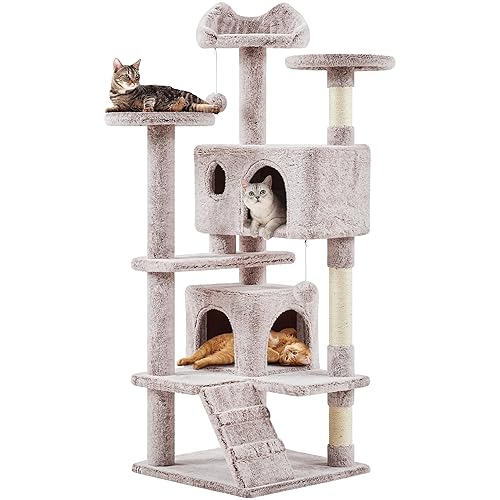 Yaheetech 54in Cat Tree, Cat Tower with Double Condo, Sisal Scratching Posts, and Dangling Balls, Pet Furniture Kitten Play House