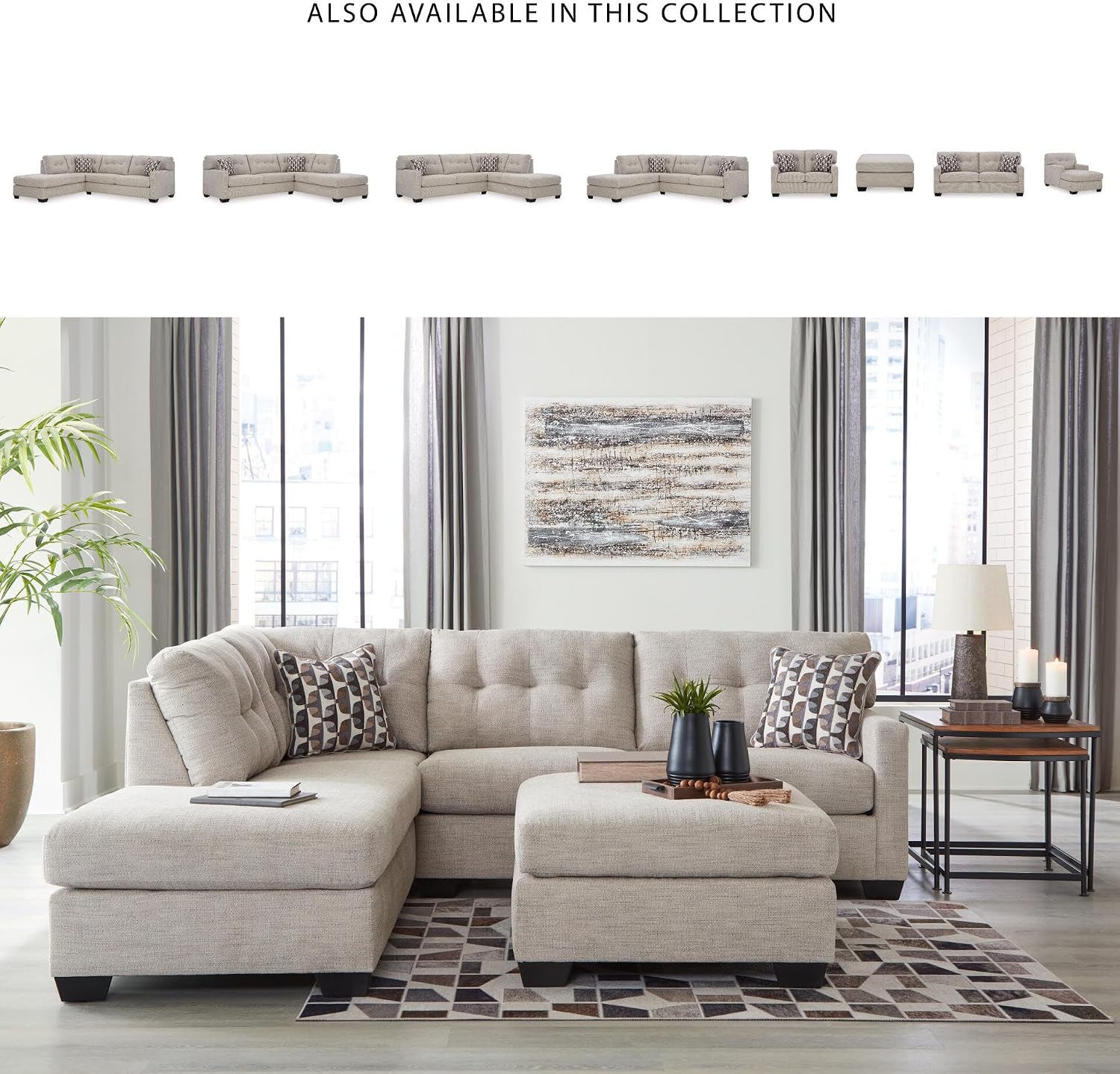 Signature Design by Ashley Mahoney Contemporary Oversized Accent Ottoman, Light Gray