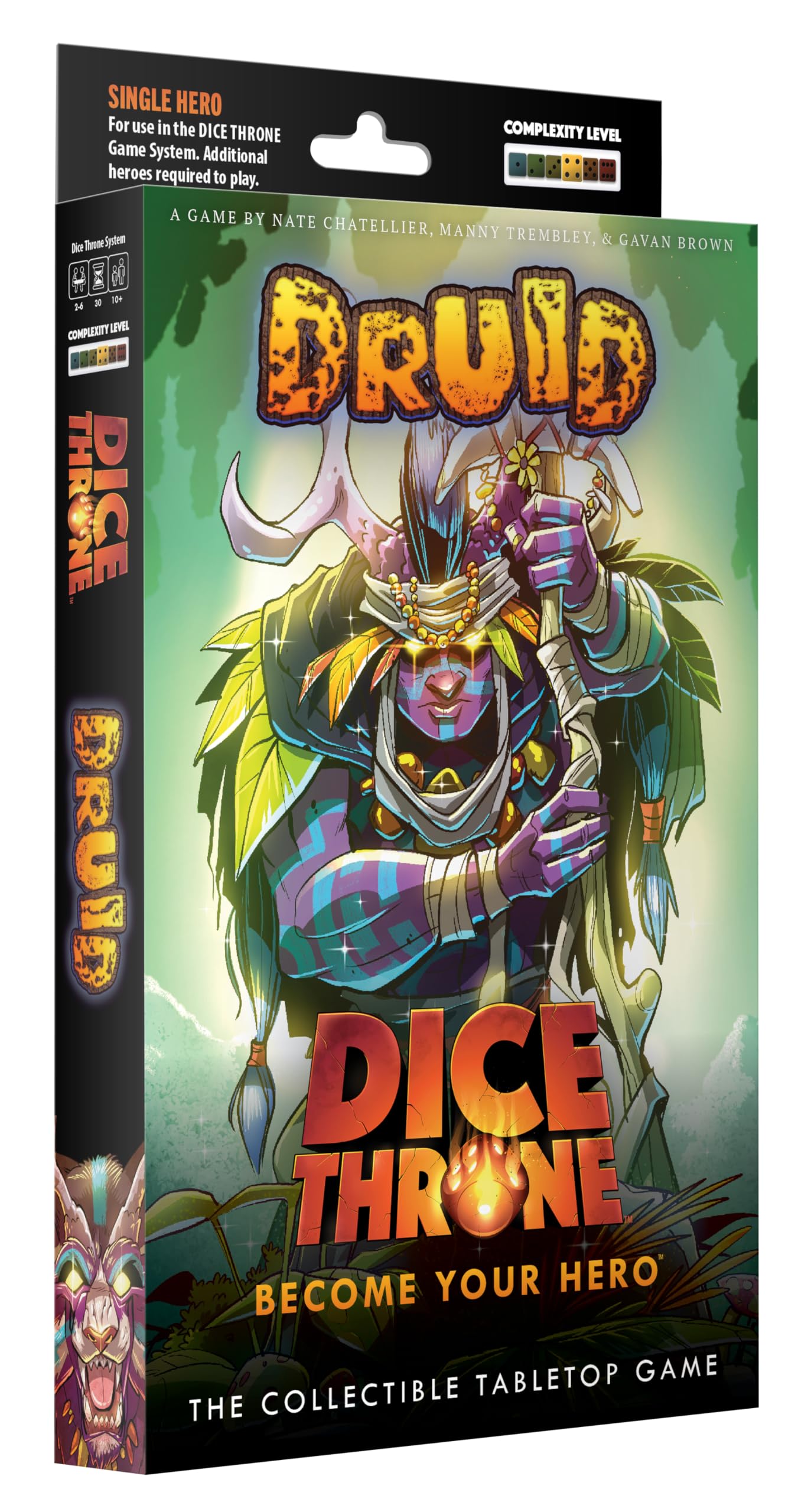 Dice Throne | Dice Throne: Druid Hero Pack | Dice Game Expansion, Shapeshifting Druid, Custom Dice And Tactical Combat | 2 To 4 Players | 90 To 120 Minutes