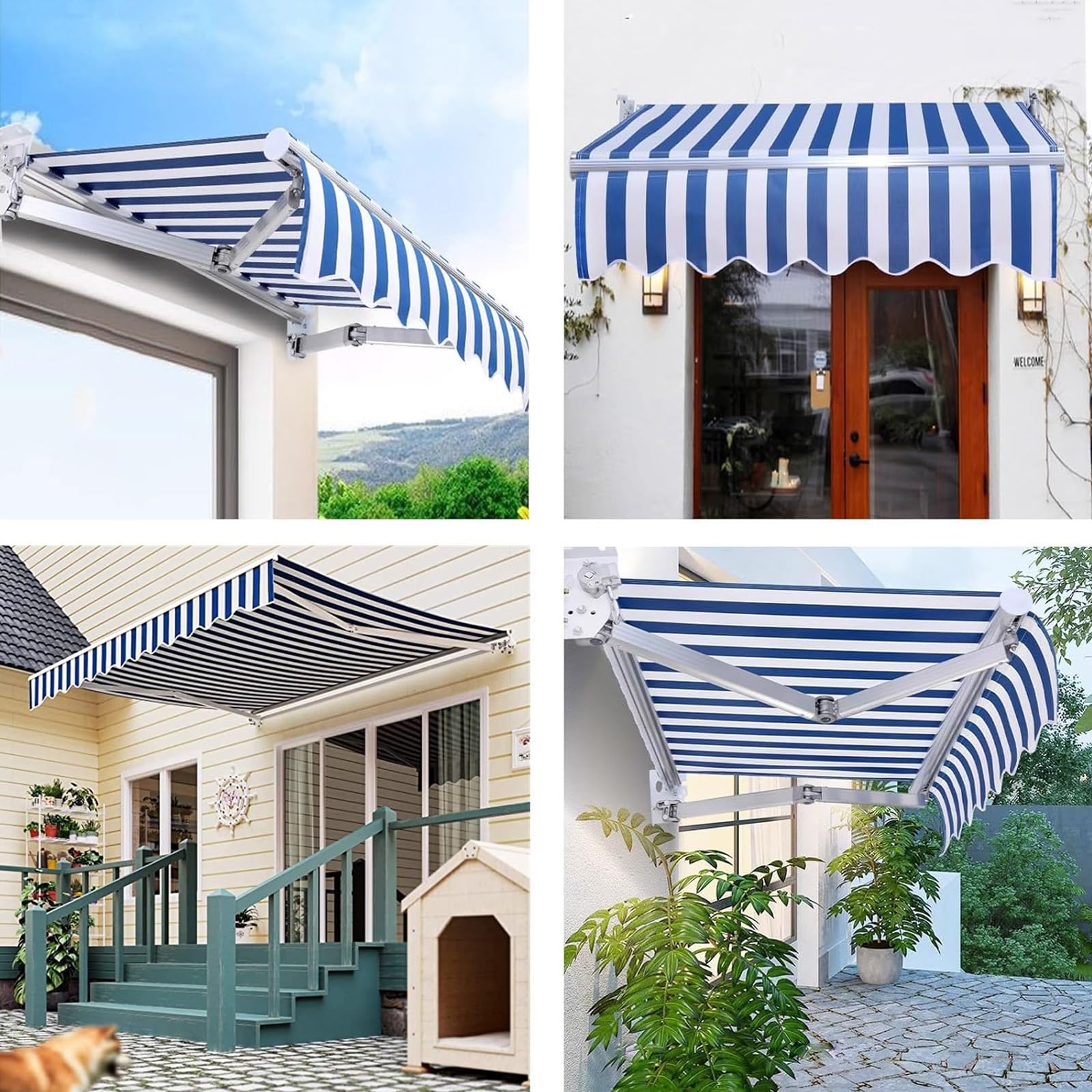 Wymiana wysuwanej tkaniny markizy na patio, idealna do użytku domowego i komercyjnego, niebieska, 10 x 6,5 stopy