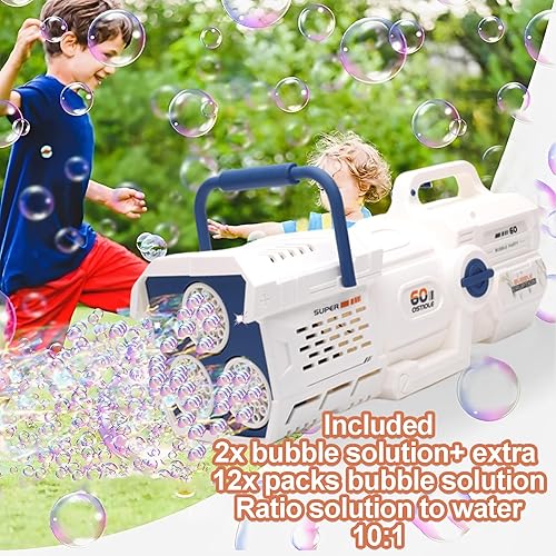 Miniatura 6 de Pistola de burbujas automática (sin versión de inmersión), pistola de burbujas Bazooka para exteriores, adecuada para niños y niñas de 3, 4, 5, 6,