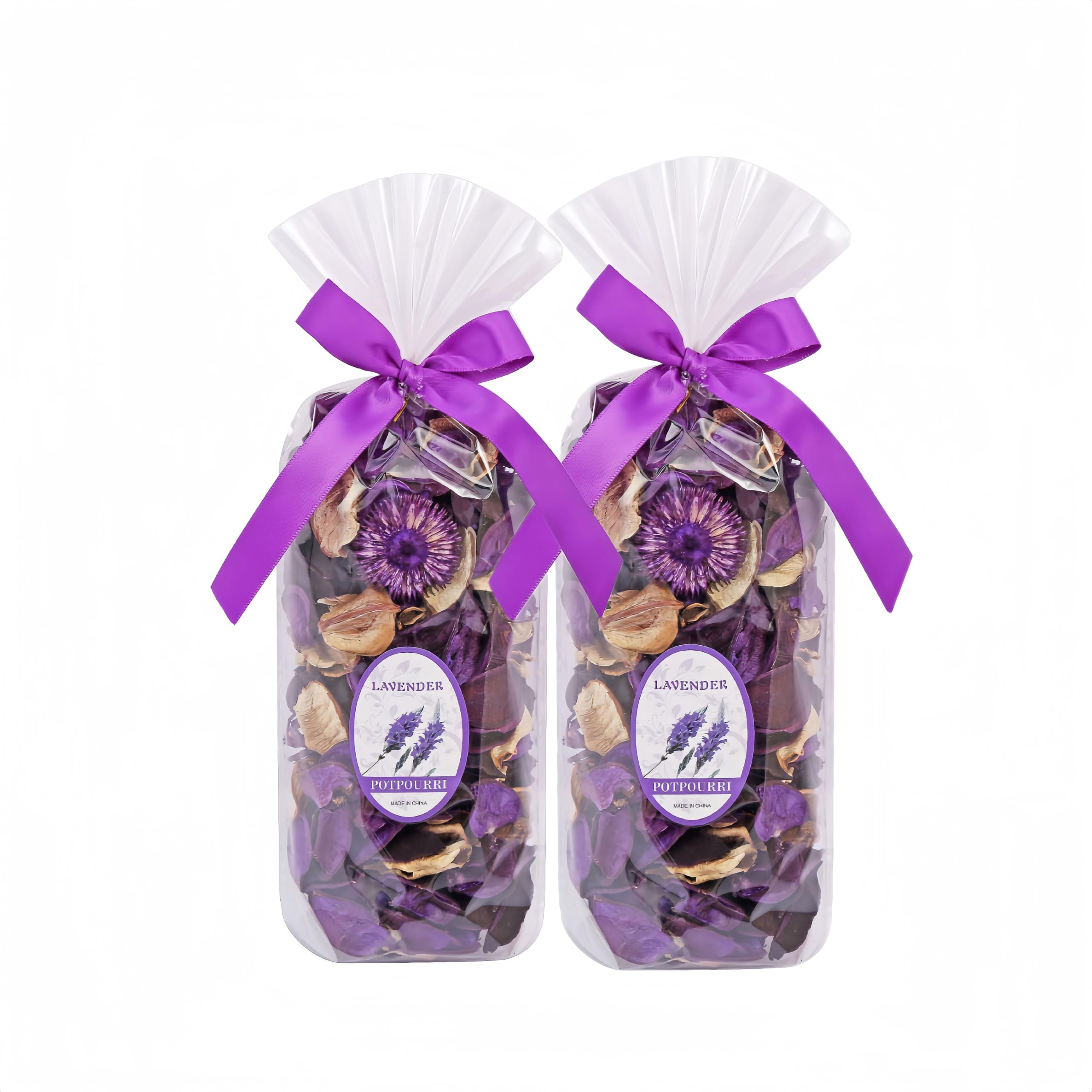 2 PCS Lavender Scented Dried Flowers, Natural Petal Fragrance, Home Fragrance Potpourris, Used for Home, Office, Wedding Party Decoration or Gifts, Cabinets, Toilet Freshness