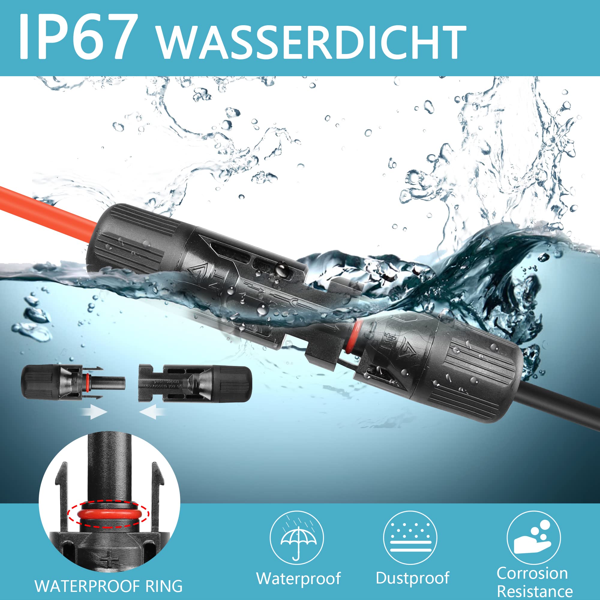 Prolunga Cavo Solare 2x3m 4mm² - Connettori IP68 Impermeabili - Per Pannelli Fotovoltaici - Foto 13