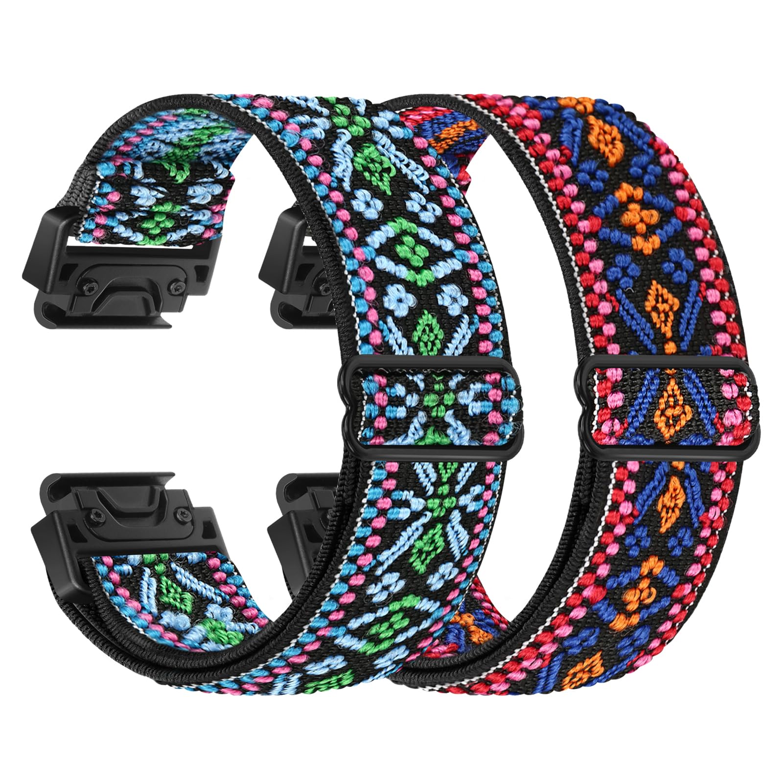 BTTNG Elastic Watch Strap for Fenix 8 43mm/epix Pro 42mm, Fenix 7S/6S/5S/Instinct 2S/D2 Delta S, QuickFit 20mm Watch Band Sport Nylon Straps for Women Men (2 PCS) — image 1