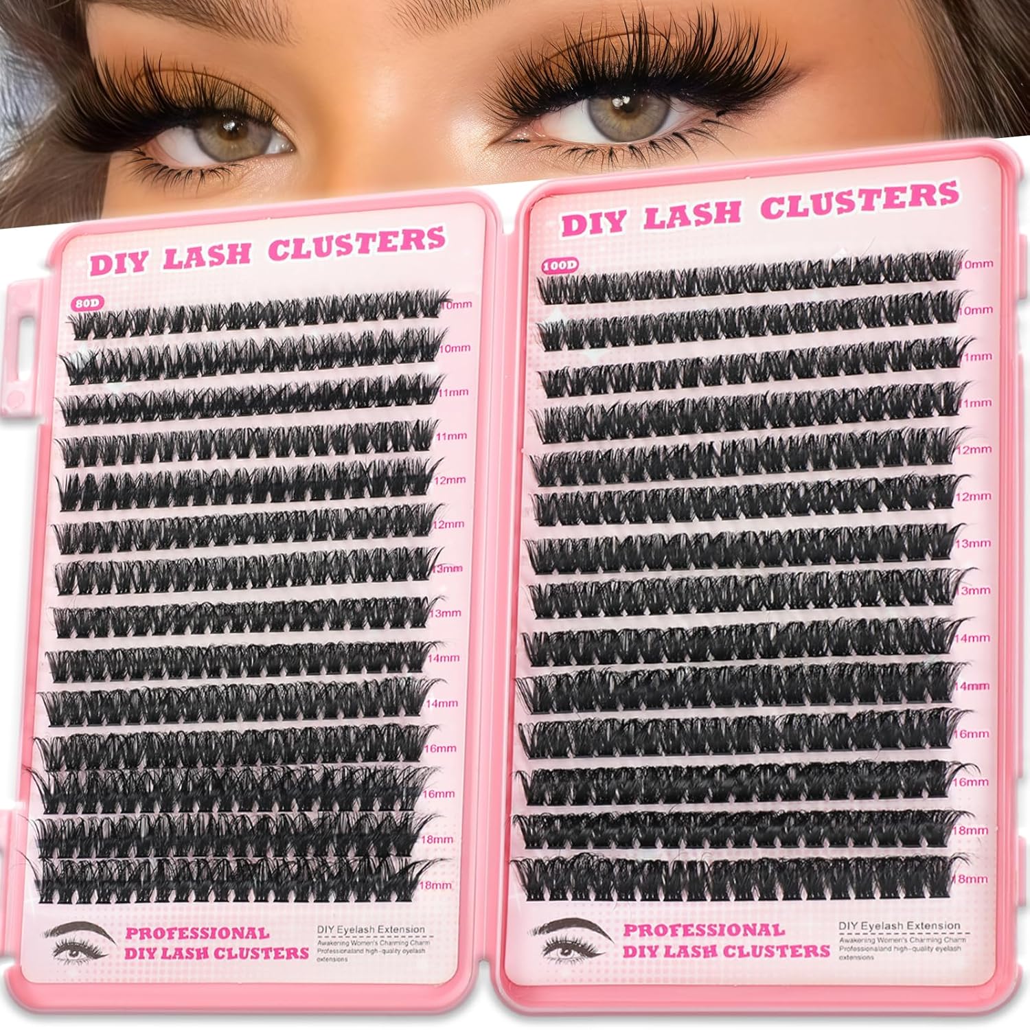 Manga Lash Clusters 518 Pcs Fluffy Cluster Eyelash Extensions 80D 100D D Curl Individual Wispy False Eyelashes DIY