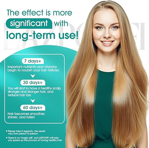 Miniatura 5 de Productos para el crecimiento del cabello, biotina 10000mcg, 30 en 1 con vitamina A, B3, C, D, E, calcio, suplemento para el crecimiento del