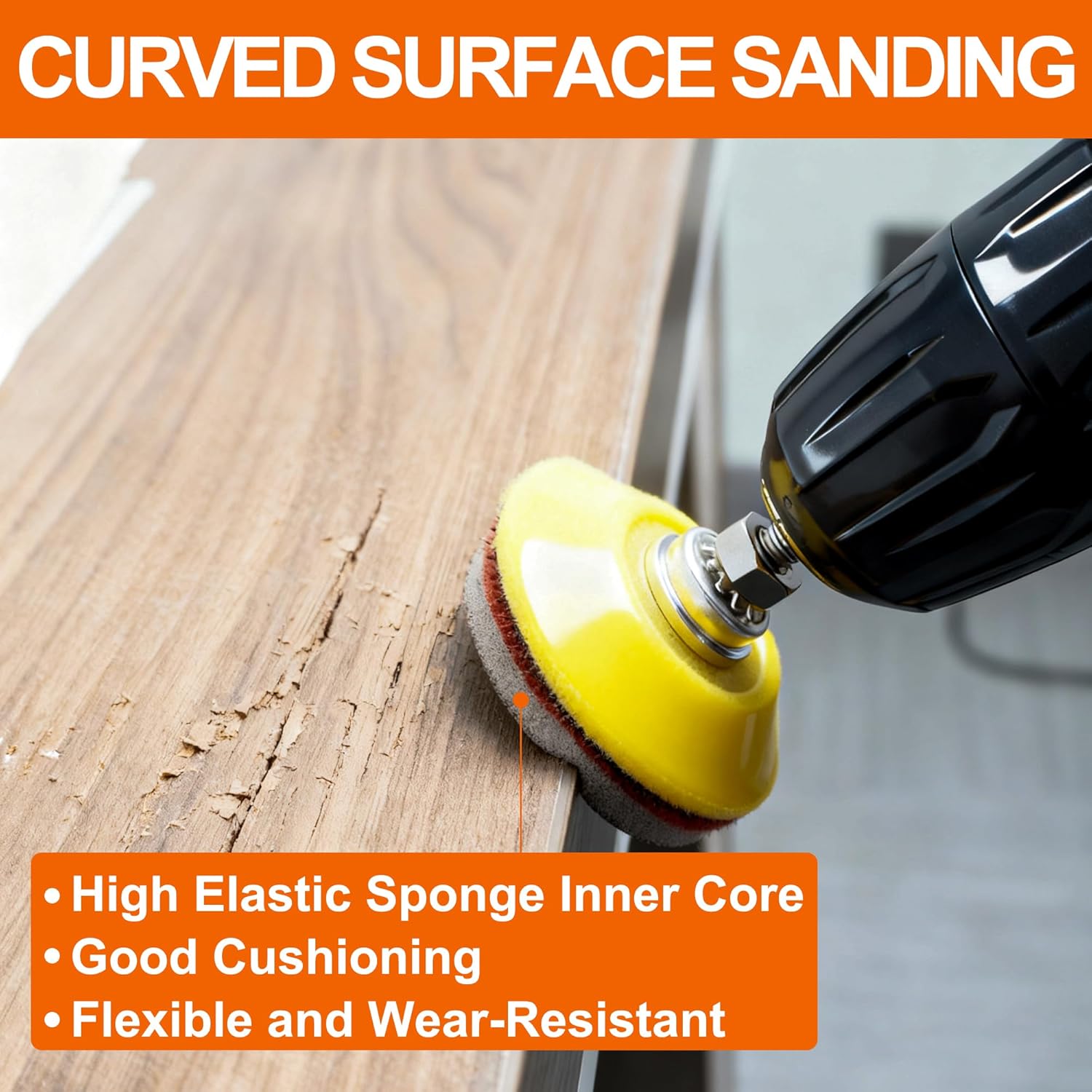 64 PCS 2 Inch Sanding Disc Pad,Hook and Loop Sanding Pads 180 to 3000 Wet Dry Sponge Sandpaper with 1/4” Shank for Drill Sanding Grinder Rotary Tools Curved Surface Polishing and Sanding