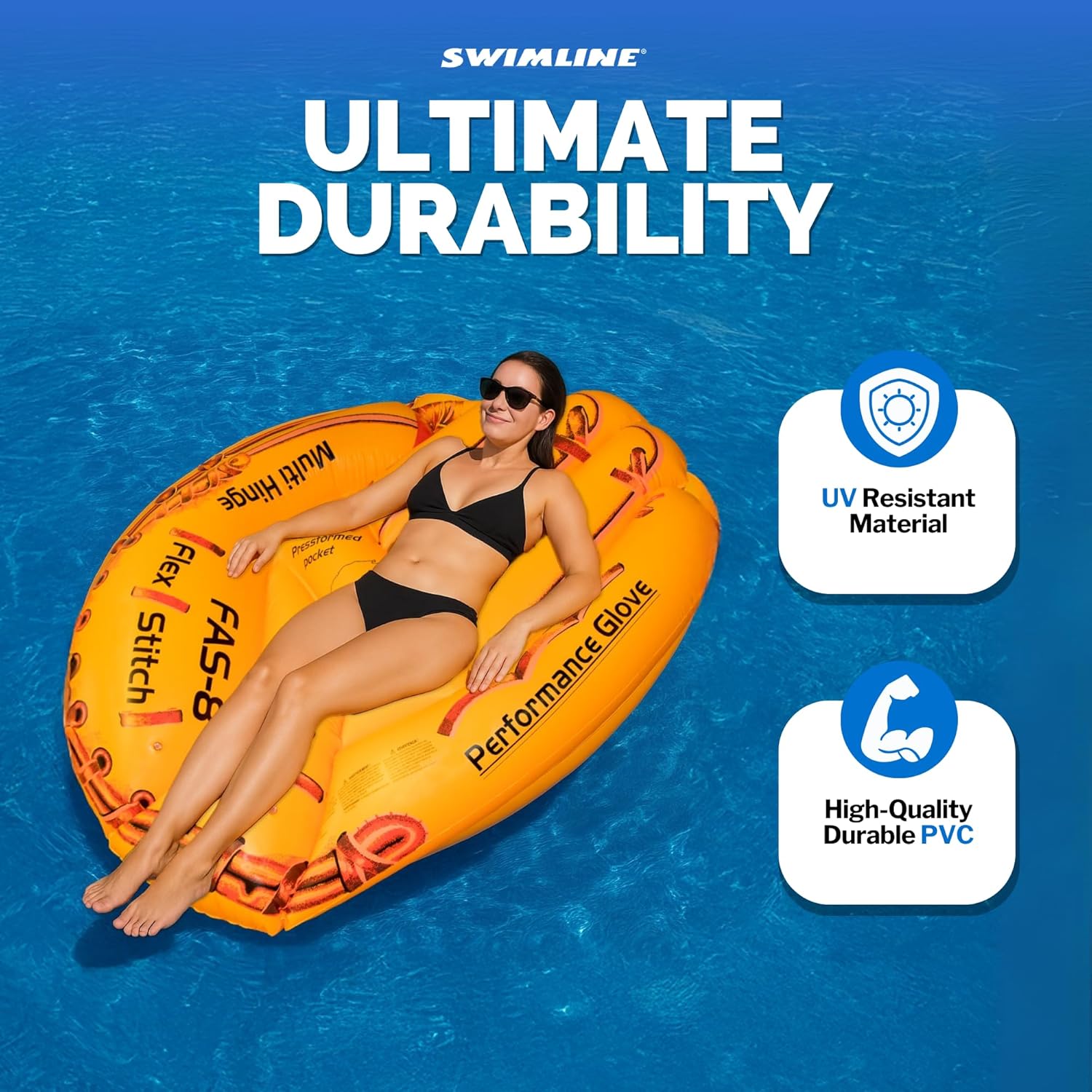 Swimline Giant Inflatable Baseball Glove Pool Float , Brown, 62"/50"/16"