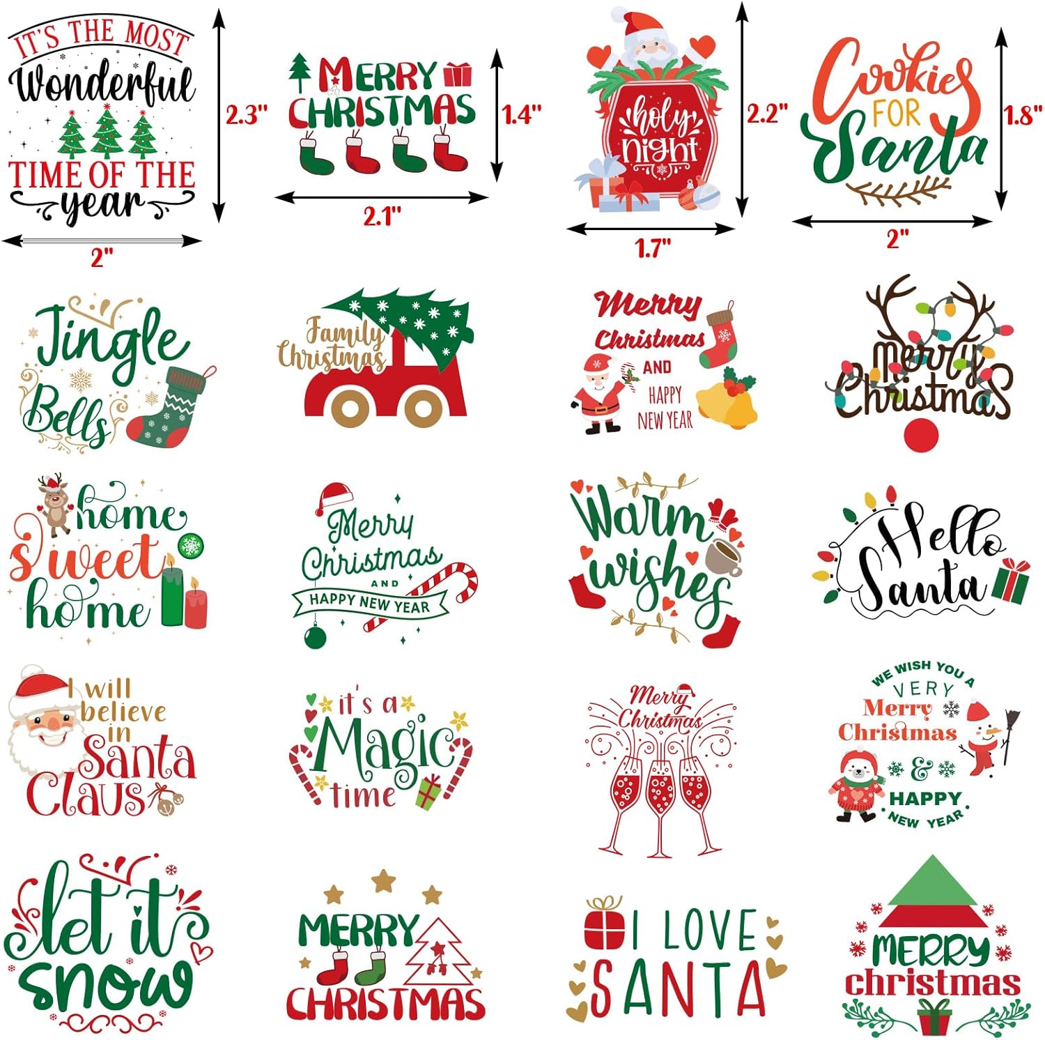 Fancy Land Vinyl Christmas Inspirational Stickers for Crafts Christmas Saying Sticker Bless Words Decals for Holiday Scrapbook Bottle Decoration 100Pcs