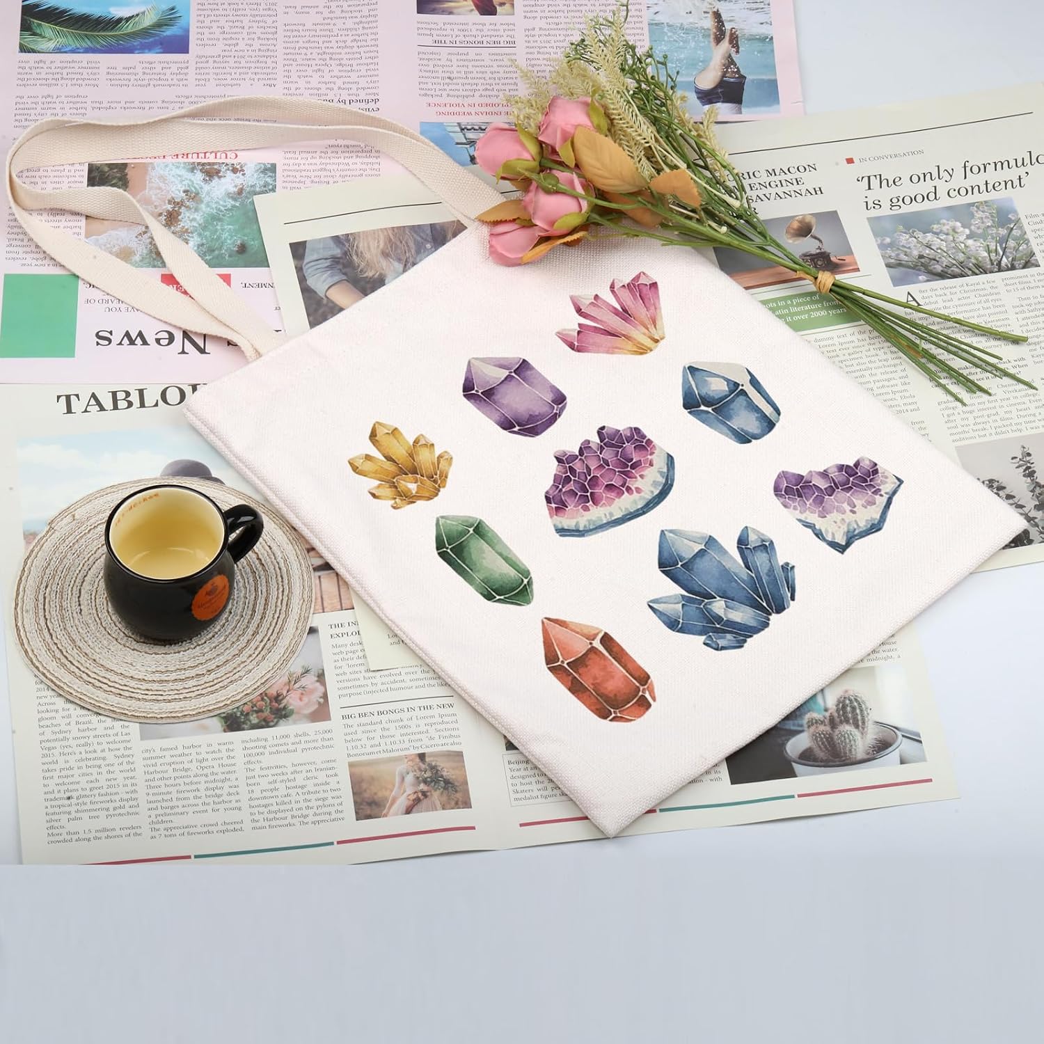 VAMSII Rock Collector Gift Gems And Crystals Design Tote Bag Rocks Lover Handbag Geology Geologist Gift image 5