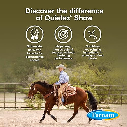 Farnam Quietex Show Calming & Focusing Paste, Helps Keep Horses Calm & Relaxed That Become Nervous in The Show Ring 30 cc