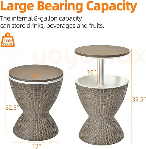 Miniatura 2 de yoyomax Muebles de cerveza y vino al aire libre de 8 galones y mesa auxiliar para bañera de hidromasaje, enfriador de bebidas, estilo ratán, bar de