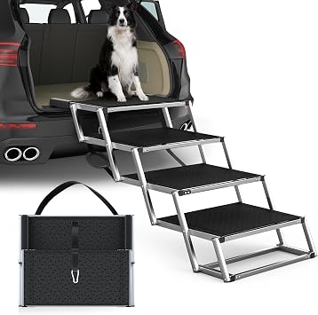 Extra Wide 20" Dog Stairs for Large Dogs, Dog Ramp for Car 4 Steps