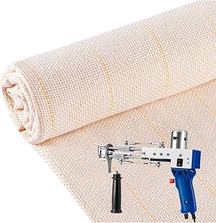 82 x 79 inch Big Size Cotton Primary Tufting Cloth with Grid, White Monk Cloth Fabric Roll with Guidelines for Punch Needle and Rug Tufting,Punch Needle Embroidery Clothes