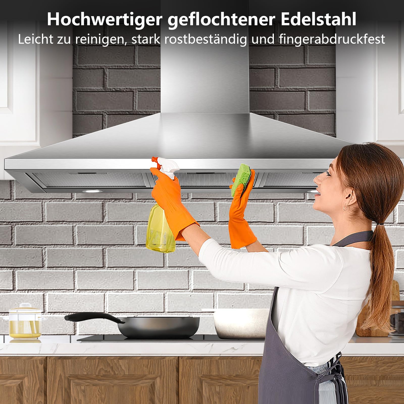 SNDOAS A++ Dunstabzugshaube 90cm Umluft/Abluft, 350 m³/h | Abzugshaube 90cm Breit mit Aktivkohlefilter Fettfilter, 3 Leistungsstufen, Edelstahl Wandhaube Dunstabzugshaube, LED-Licht