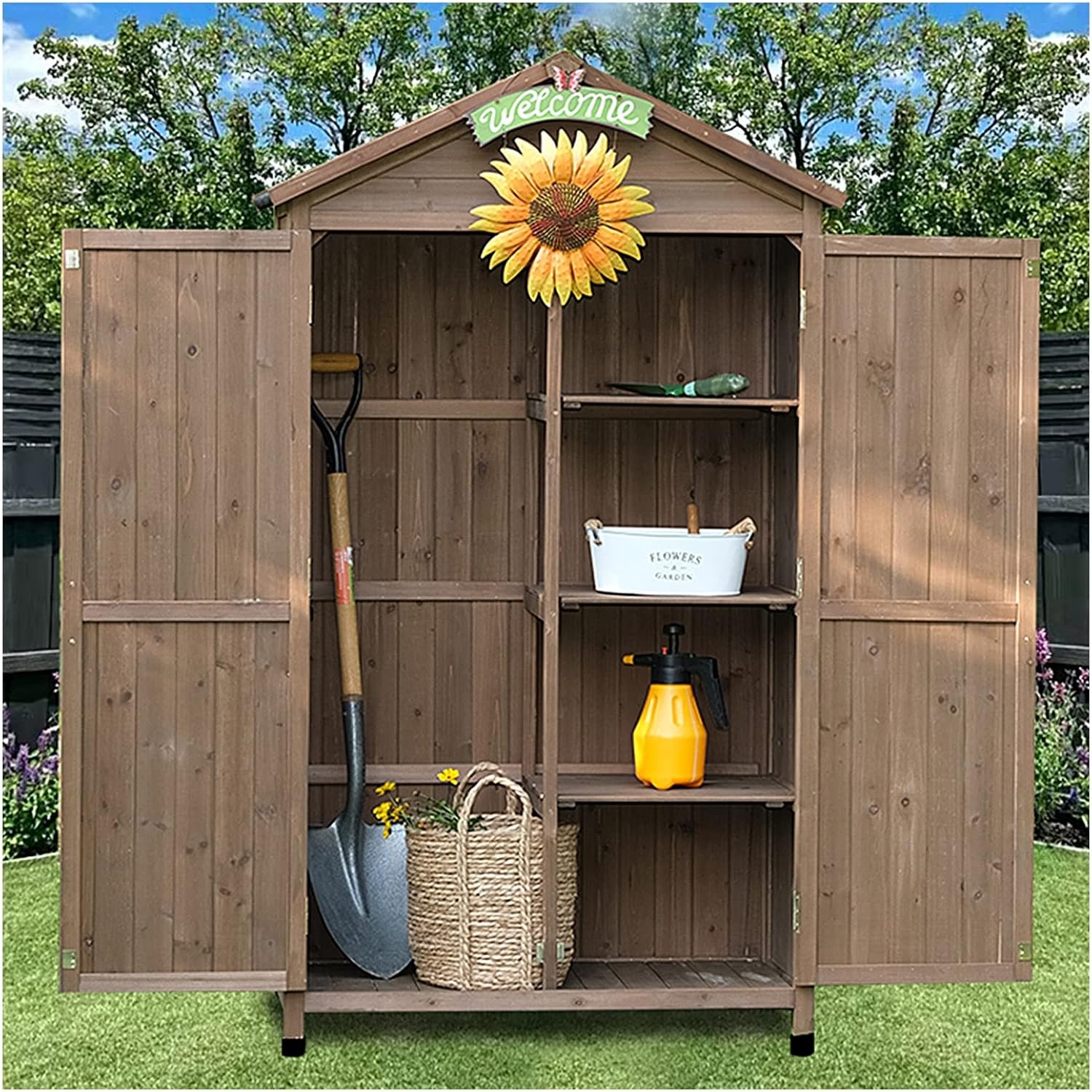 Outdoor Storage with Shelves Garden Storage