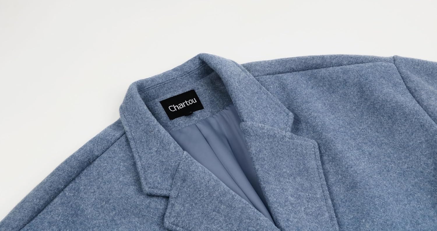 CHARTOU Women's Oversized Notched Collar Wool Blend Single Breast Midi Long Trench Coat - Image 5