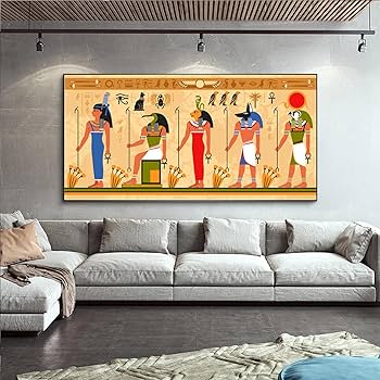 Amazon.co.jp: 古代エジプトの壁画キャンバス絵画スカラベエジプト神絵