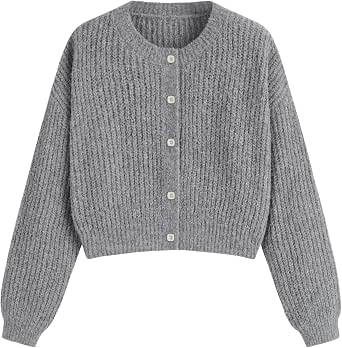 Cider Women's Knit Cardigan with Round Neck and Button Front