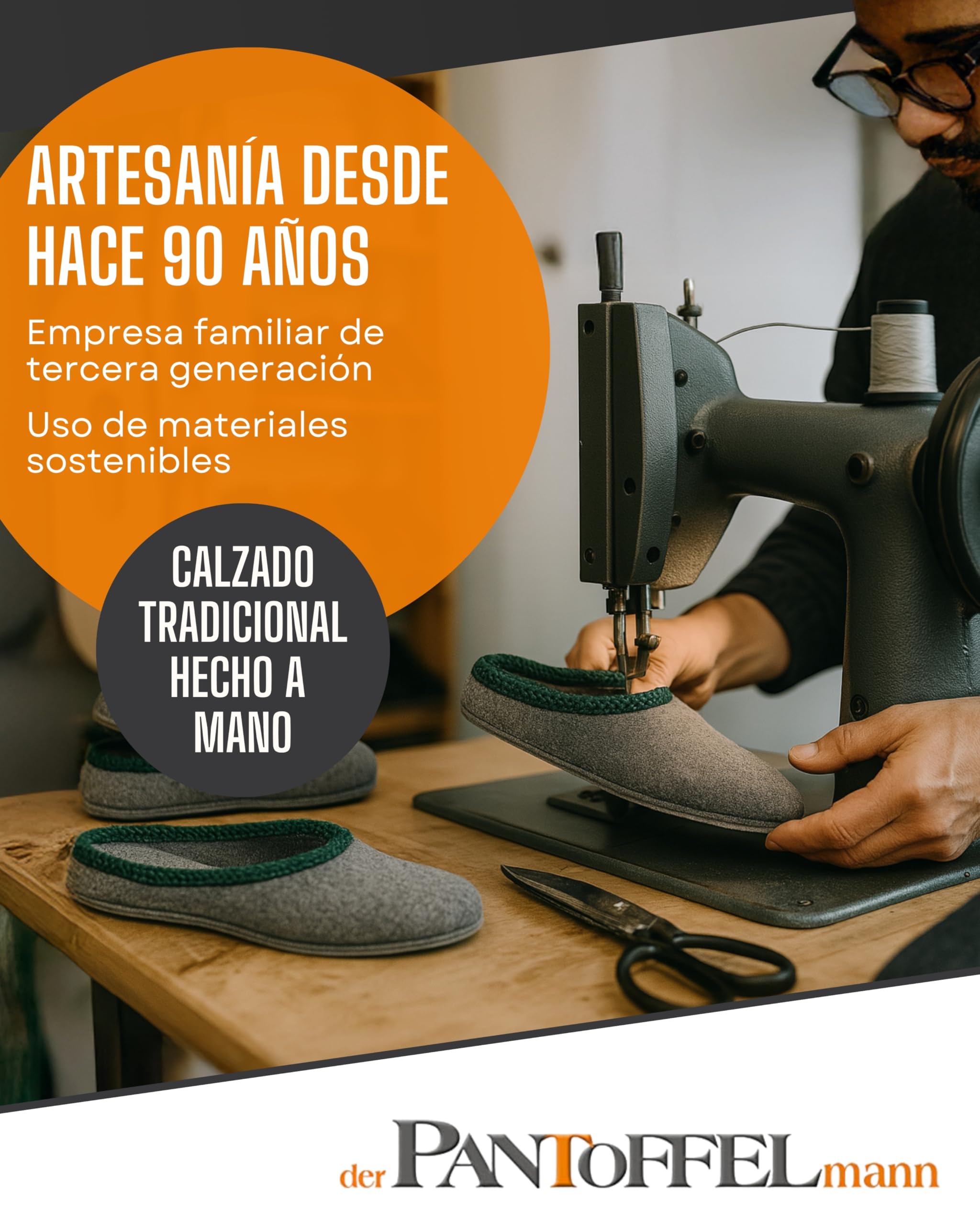 Pantoffelmann Pantuflas de fieltro con suela de goma I De fieltro de lana 70% o 100% I Gris I Tallas 37-51 I Pantuflastranspirables y antideslizantes I Pantuflas cálidas para hombre y mujer