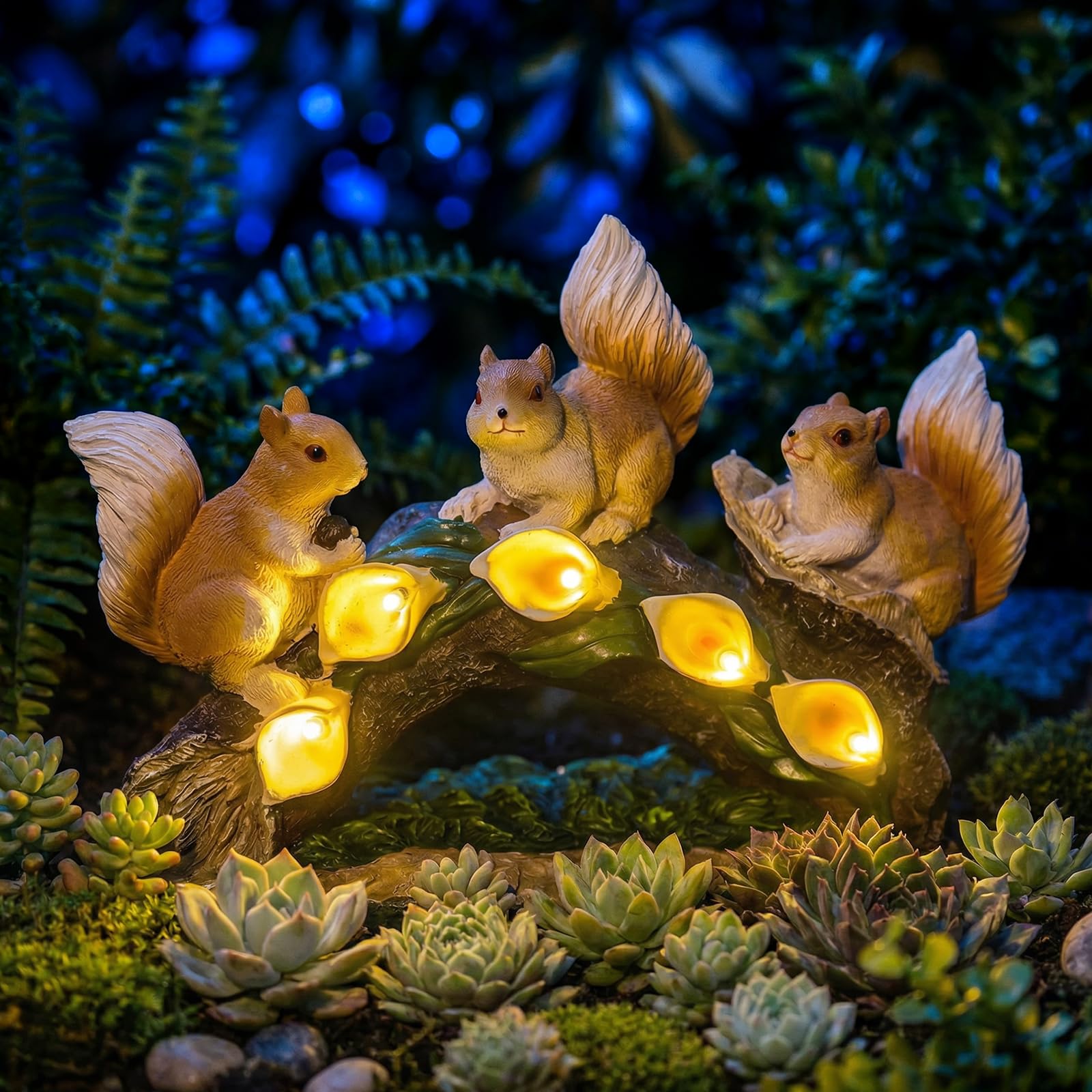 MDIOUM 2026 Garden Statue Solar Squirrel Figurine with Lantern, Solar Garden Decorations Statues for Patio, Balcony, Yard Ornament, Unique House Warming Gifts Figurine Lights, Gifts for Women, Mom