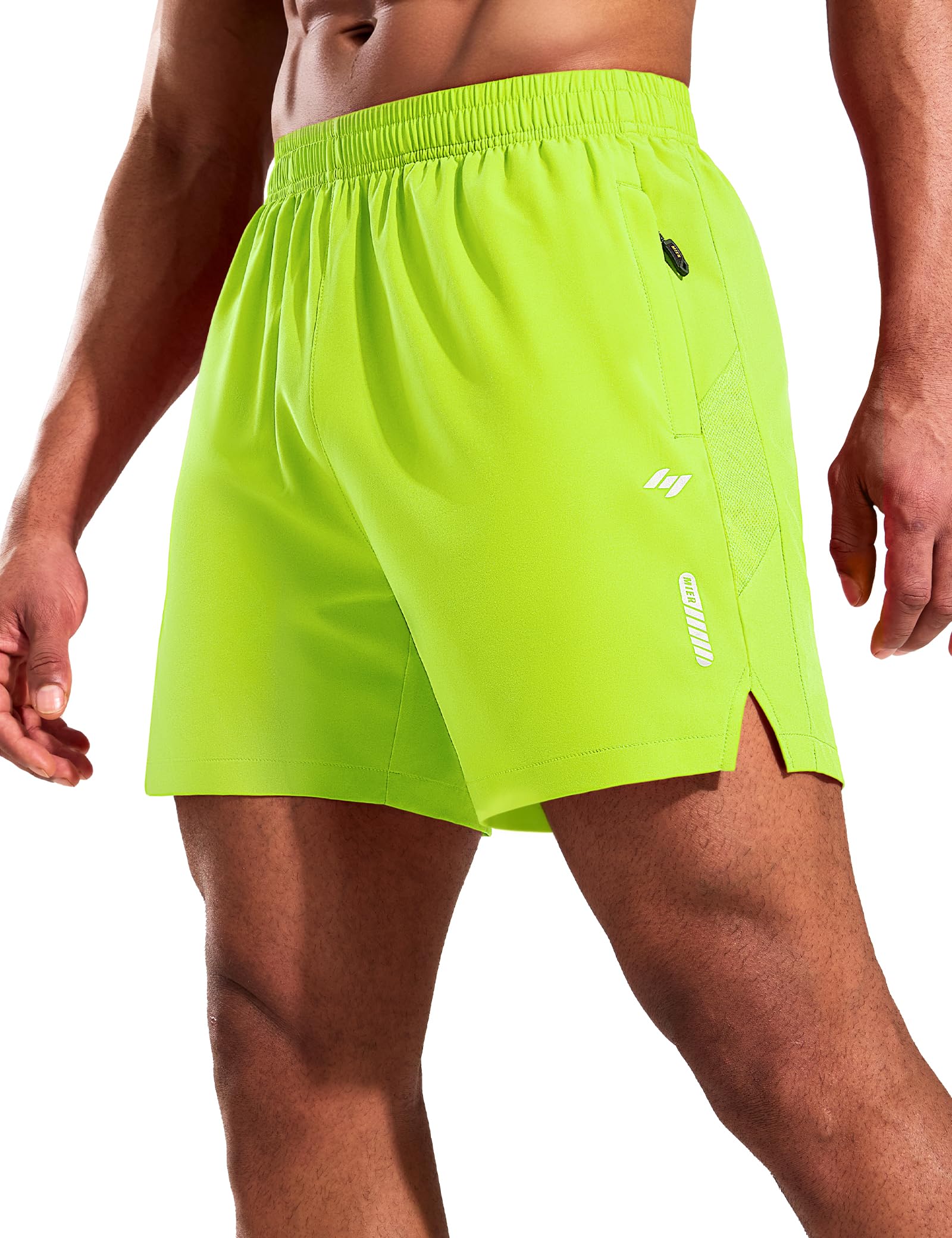 MIER Pantaloncini da corsa da uomo con cucitura interna da 12,7 cm, con tasche con cerniera, ad asciugatura rapida, per atletica, palestra, allenamento, senza fodera, leggeri